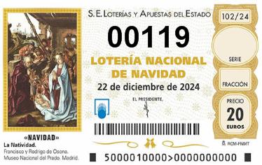 Comprar número 00119 para Lotería de Navidad 2024