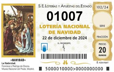 Comprar número 01007 para Lotería de Navidad 2024