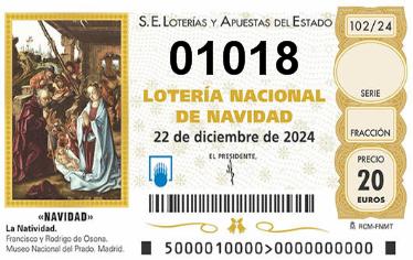 Comprar número 01018 para Lotería de Navidad 2024