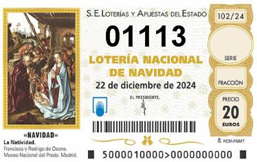 Comprar número 01113 para Lotería de Navidad 2024