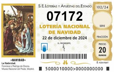 Comprar número 07172 para Lotería de Navidad 2024