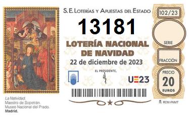 Comprar número 13181 para Lotería de Navidad 2024