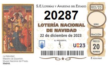 Comprar número 20287 para Lotería de Navidad 2024