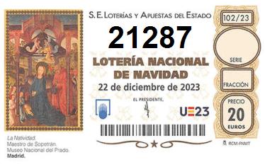 Comprar número 21287 para Lotería de Navidad 2024