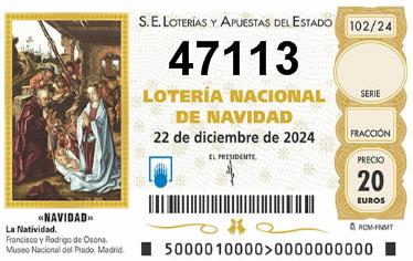 Comprar número 47113 para Lotería de Navidad 2024