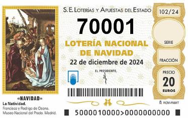 Comprar número 70001 para Lotería de Navidad 2024