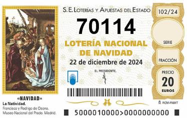 Comprar número 70114 para Lotería de Navidad 2024