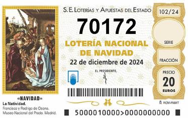 Comprar número 70172 para Lotería de Navidad 2024