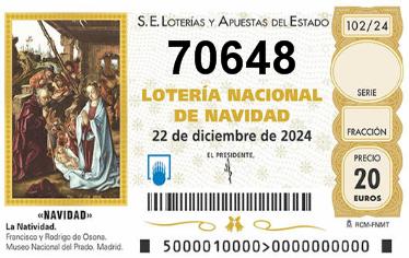 Comprar número 70648 para Lotería de Navidad 2024