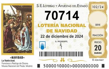 Comprar número 70714 para Lotería de Navidad 2024