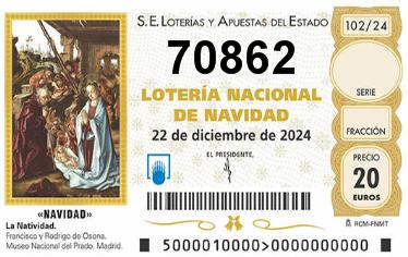 Comprar número 70862 para Lotería de Navidad 2024