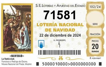 Comprar número 71581 para Lotería de Navidad 2024