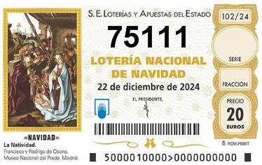 Comprar número 75111 para Lotería de Navidad 2024